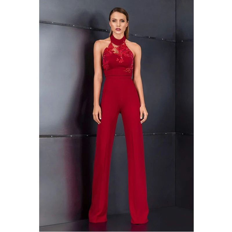 Combinaison rouge femme soirée Clearance