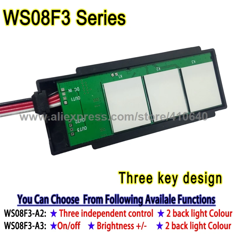 tres chave led espelho sensor de toque 01