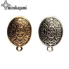 

25*12mm 6pcs/lot Zinc Alloy Retro Gold Silver Oval Exaggerated Earring Base Earring Connector For DIY Earrings Accessories