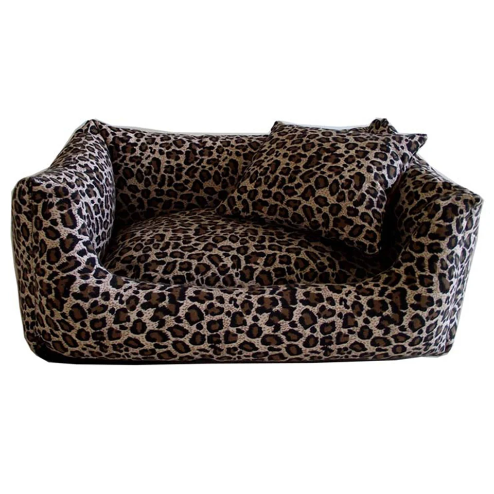 High quality dog house removable and washable dog bed soft leopard