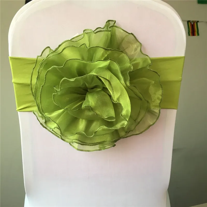 100 шт./лот, декоративная накидка на стул с цветами, лента для свадебного стула, большой цветок для стульев Кьявари, Свадебные Поставщики - Цвет: Зеленый