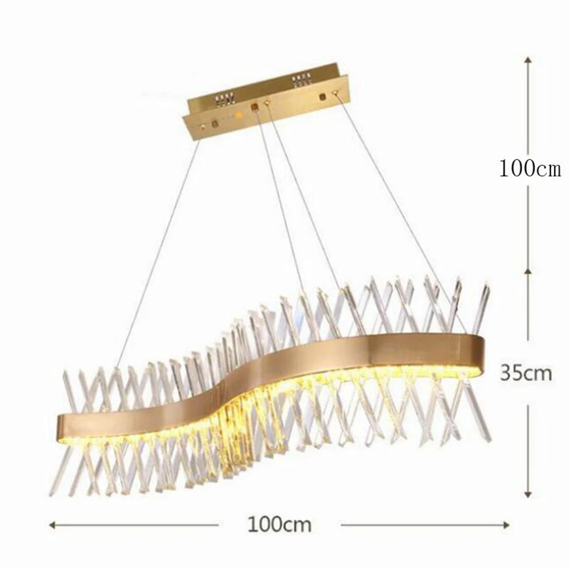 Современная K9 Хрустальная роскошная люстра светодиодная металлическая люстра S Форма Подвесная лампа свет для столовой подвесной