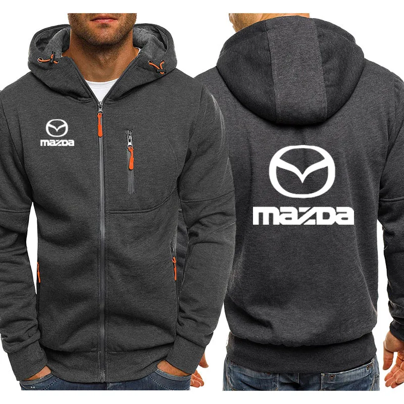  Hoodies Men Mazda Car Logo Print Casual Hip Hop Harajuku Long Sleeve Hooded Sweatshirts Mens zipper