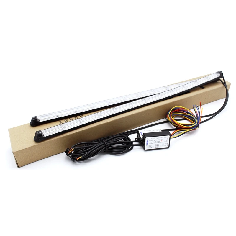 Yituancar 2X12 LEDs External Installation Flexible Night & Daytime Running Strip Light Flow Turn Signal DRL Car Day Lamp Styling