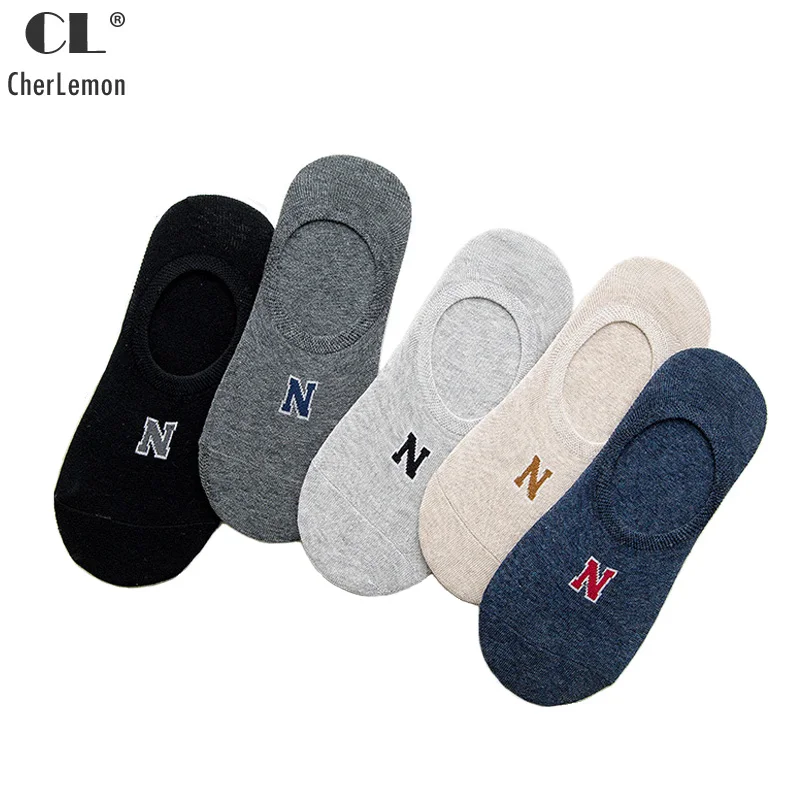 CherLemon Summer Mens No Show Flat Cushion Cotton Footies Liner Socks