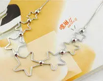 

Free shipping 2018 new fashion jewelry accessories wholesale brief glossy silver cutout five-pointed star pendant necklace women