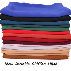Высокое качество Новый морщин шифон хиджаб мусульманский хиджаб шарф простой шаль для женщин осень головы шарфы для повязка на голову