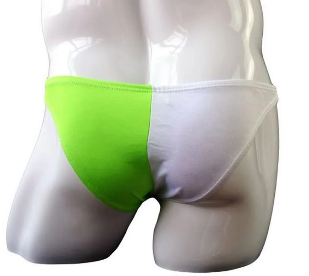 

Men's low waist sexy panties Green White Contrast briefs Underwear bikini ZJH909S