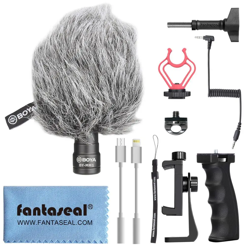  Mobile Phone Hand Grip Holder Smartphone Stabilizer Microphone Video Filming Set for iPhone 8 7 6 P