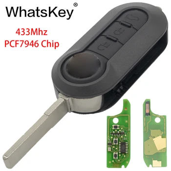 

WhatsKey 3 Buttons Remote Flip Car Key 433Mhz PCF7946 Chip For Fiat 500 Bravo Stilo Punto Panda