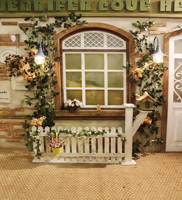 8x12FT European Villa House Flower Fence Light Carpet Yard Wedding Custom Photography Background Studio Backdrop Vinyl 8x10 8x15 |