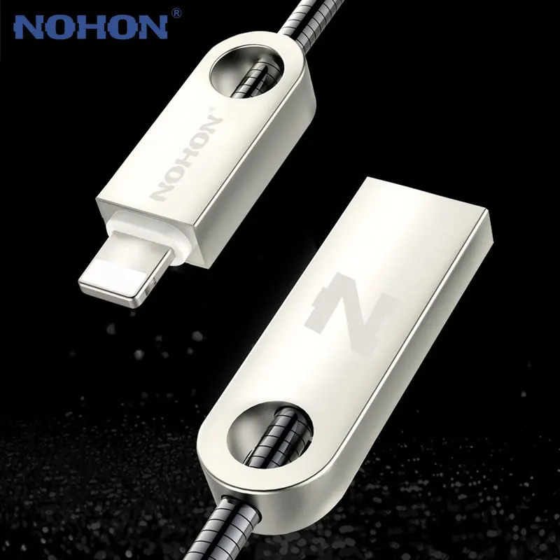 Оригинальный NOHON металлический 8-контактный USB-кабель для Apple iPhone 7 6 Plus 5 5S 5C iPad Air iPod