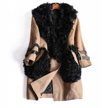 Europe and America Women s clothes 2016 Autumn New Three Quarter wool collar Trench coat