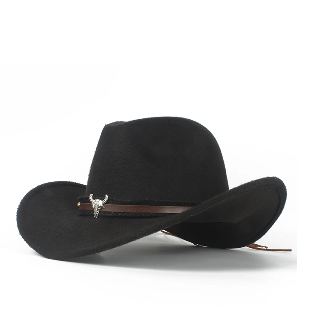 Детская шерстяная открытая западная ковбойская шляпа с откатными полями для мальчиков и девочек, Outblack Sombrero Hombre, джаз шляпа