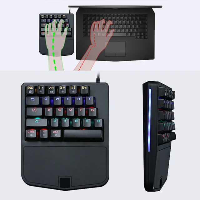 Special Price New Wired 28 Keys Mixed Multimedia Keys Light Ergonomic PC Single Hand Gaming Mechanical Keyboard EM88