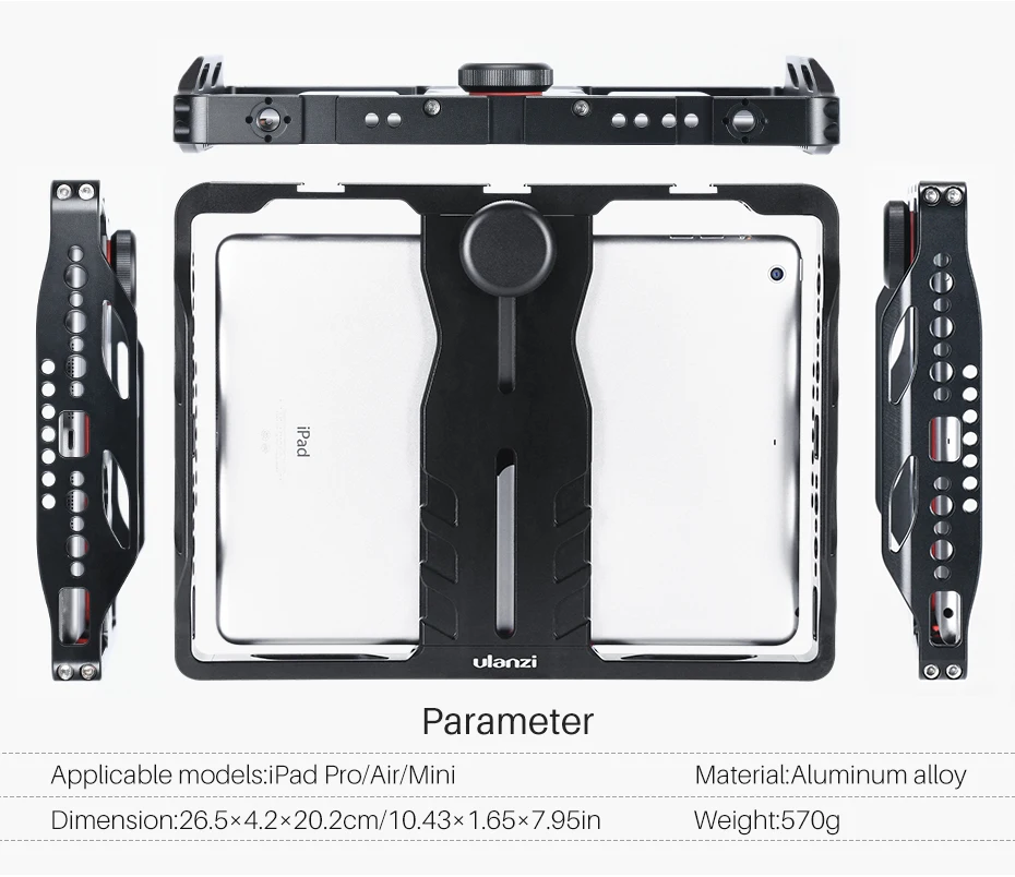 Ulanzi 1/4 3/8 винтовой металлический коврик Крепление для кинематографа для iPad Pro Air Mini 7,9-11 дюймов с холодным башмаком для микрофона светодиодный светильник