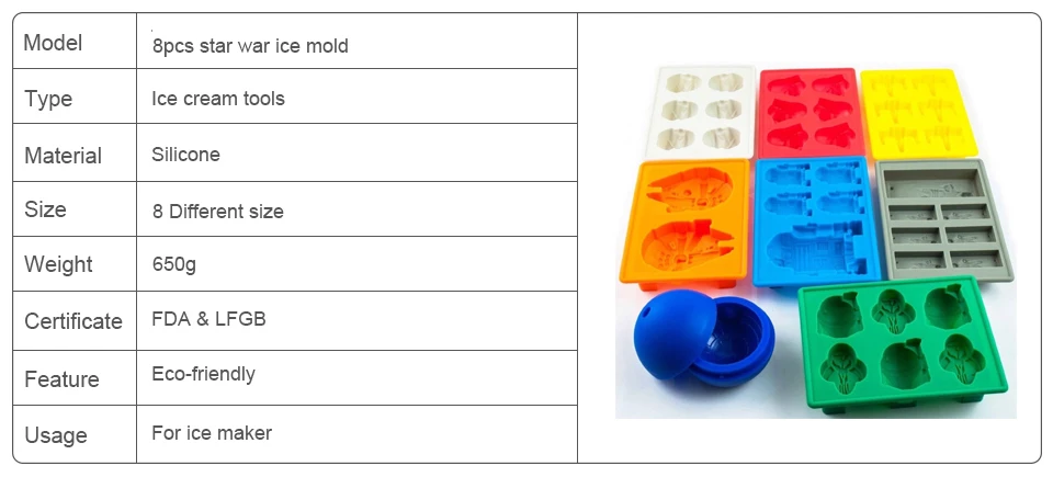 8 шт Звездные войны лоток для льда силиконовая форма для льда Звезда смерти силиконовая форма для льда Форма для льда конфеты силиконовые формы Дарт Вейдер X-Wing