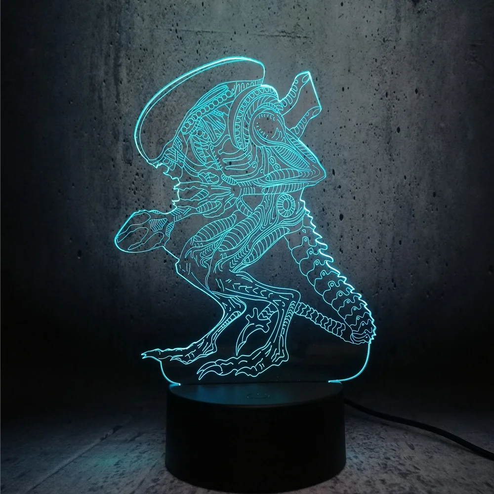 Экшн фильм Чужой против Хищника Прометей 3D светодиодный USB лампа 7 цветов Изменение ночник странный инопланетный Монстр лампа Настольный Декор