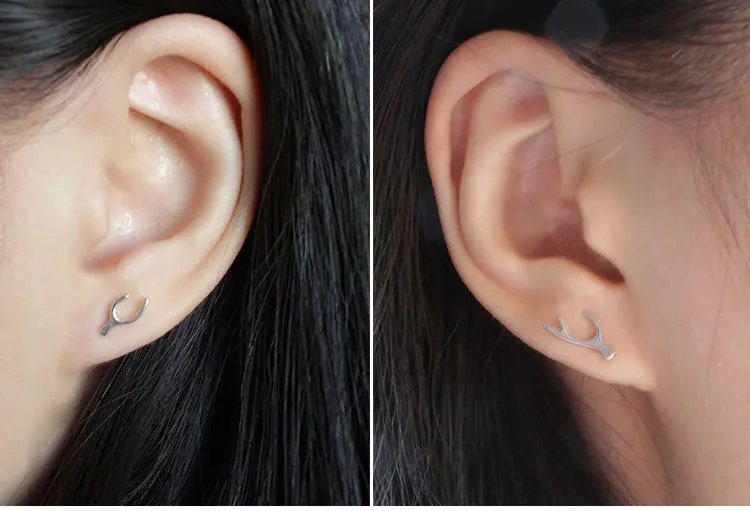 Женские асимметричные серьги гвоздики из серебра 925 пробы с оленем|fashion stud earrings|stud