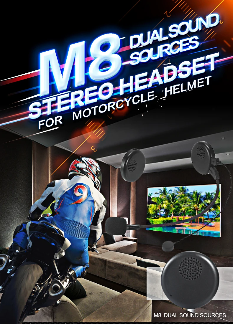 Bluetooth наушники гарнитуры Беспроводной мотоцикл стерео Спорт микрофон для мотоциклетный шлем MP3 MP4 gps телефон музыкальное устройство