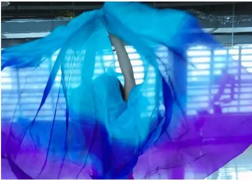 Классическая 250*114 см Шелковая вуаль для танца живота реквизит для выступлений ручной шарф шаль Аксессуары для танца живота - Цвет: Blue Royal Purple