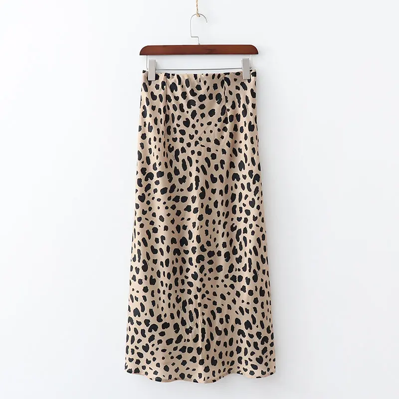 Klacwaya/леопардовая шелковая юбка-карандаш для девочек, Женская мода, высокая юбка с тонкой талией, для девушек, шикарный принт с животными, Русалка, Jupe femme