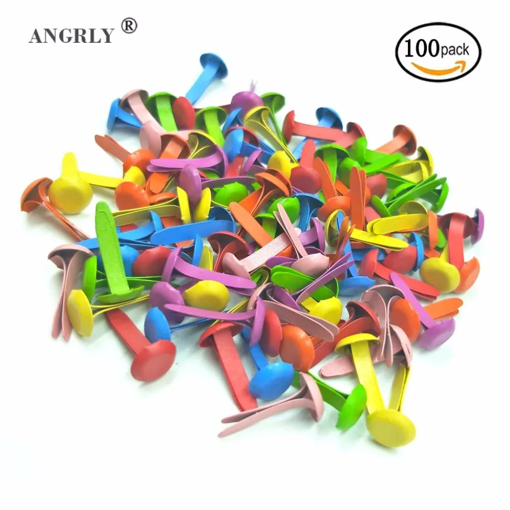 

100pcs Mixed Pastel Round Brads Scrapbooking Card Stamping Embellishment Fashion DIY Accessories For Home Decoration 16mm x8mm