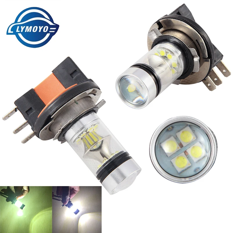 LYMOYO auto H15 LED 100w 20smd Bulb High Power White For drl Daytime Running Light Fog Lamp Replacement headlight 6500K 12v | Автомобили и
