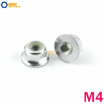 

12 Pieces M4 Silver Hex Flange Nylon Lock Nut Aluminum