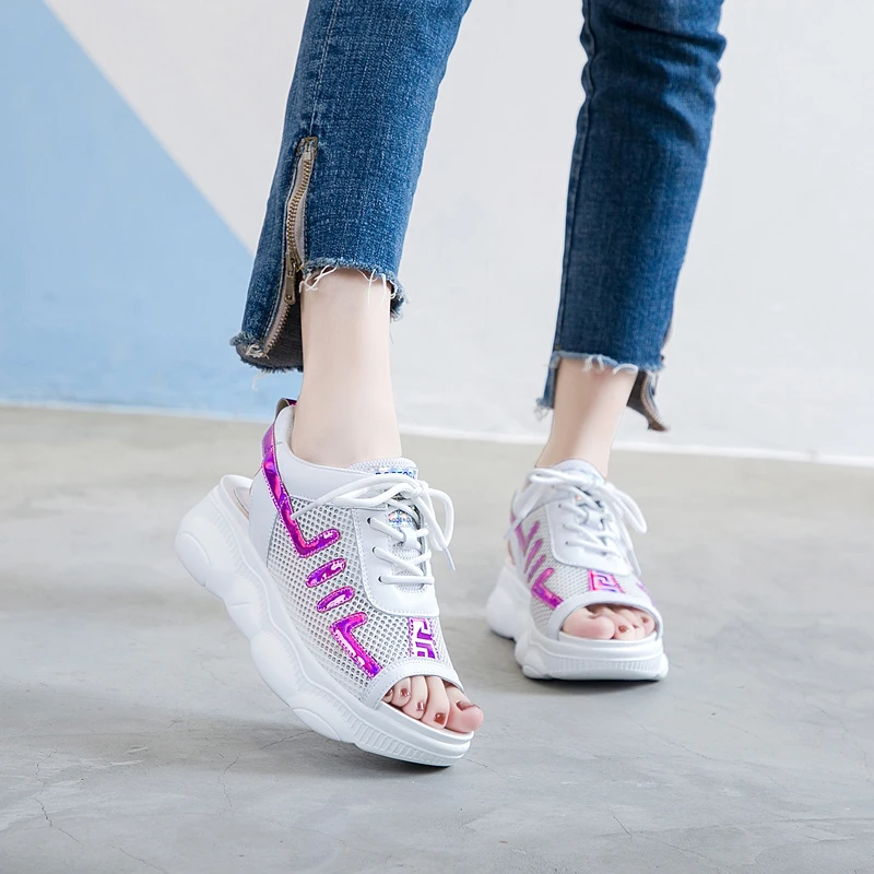 

2019 Increasing Height Wedges thick bottom Platform Slippers ladies walking shoes high heels beach outdoor sandals women 2018 39