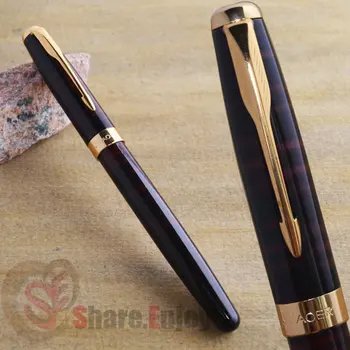 

FOUNTAIN PEN BAOER 388 BLACK WITH RED GRAIN AND GOLDEN MEDIUM NIB NEW