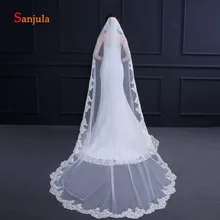 Vestido De Noiva новые специальные Кружева Аппликации свадебная Фата с расческой Свадебные невесты длинное Church Veil один Слои простой; аксессуары для свадебного торжества V82