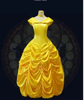 

Adult women hot selling Halloween Cosplay Costume princess belle Dress movie Beauty and the Beast role-playing Costumes