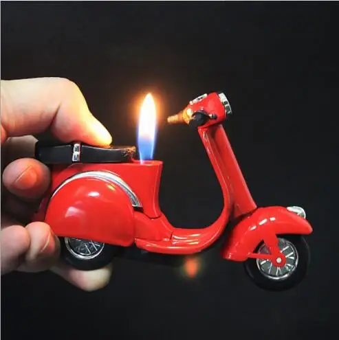 Креативный мотоцикл модельная Зажигалка Газ заправка пламя пожарная зажигалка