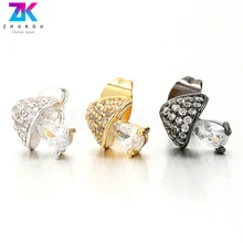 ZHUKOU A Pair of 7x9mm Small mushroom earrings brass Cubic Zirconia metal earrings for women earrings accessories model:VE47 ZHUKOU A Pair of 7x9mm Small mushroom earrings brass Cubic Zirconia metal earrings for women earrings accessories model:VE47