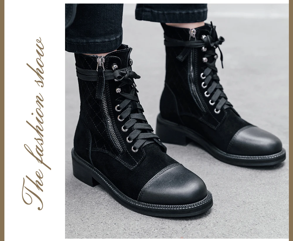 SOPHITINA/Модные женские ботинки; высококачественные ботинки в байкерском стиле из коровьей замши; ботинки с круглым носком на квадратном каблуке; MO243