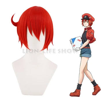 

Cells at Work! Erythrocyte Red Blood Cell Short Straight Bob Wig Red Cosplay Wig