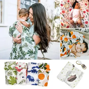 

Kidlove Baby Sleeping Blanket+Hair Band Printing Cotton Cloth Cover for Newborn