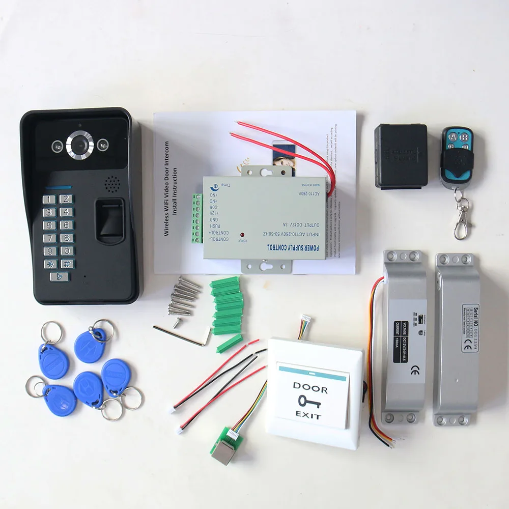 Полный набор RFID система контроля допуска к двери комплект+ Электрический замок с болтом водонепроницаемый видеодомофон домофон
