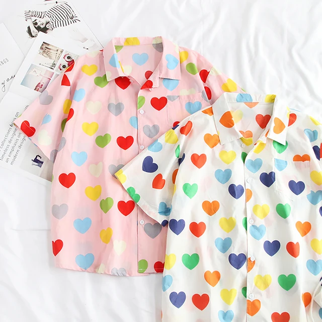 Kawaii Summer Woman Shirt With Hearts 4