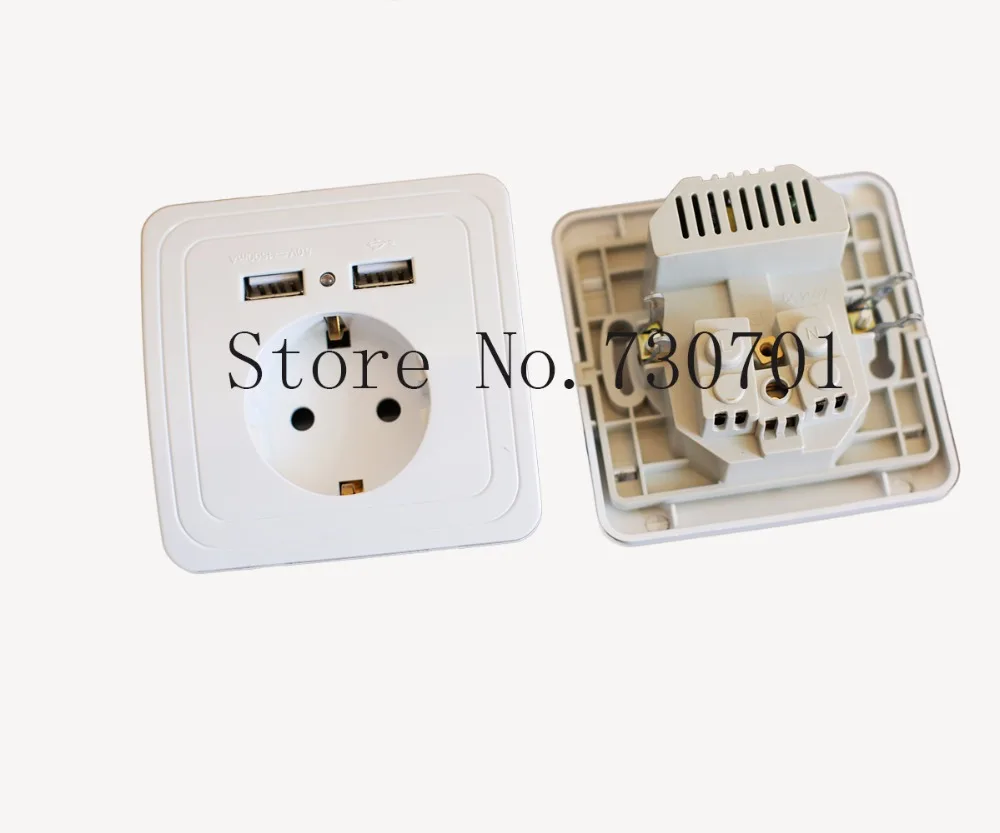 Crystal Glass Panel Dual USB Charging Port 2.1A Wall Charger Adapter 16A EU for Home / Hotel / business Officer 