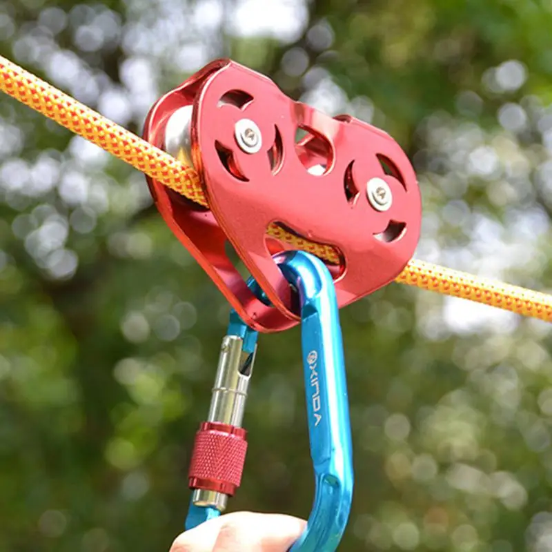 

Yfashion Rock Climbing Pulley Double Axle Double Pulley for Outdoor High Altitude Capling Down