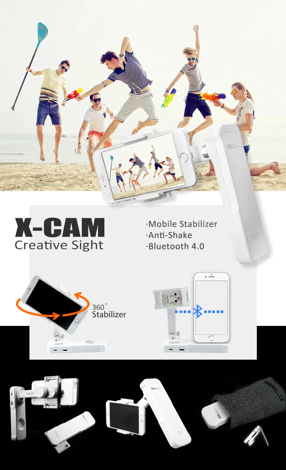 Orsda X-Cam стабилизатор zhiyun smooth для телефона стабилизатор dji osmo pocket snoppa atom стабилизатор для телефона samsung бесщеточный Bluetooth Управление для iPhone 6s плюс samsung HUAWEI s8 iphone x