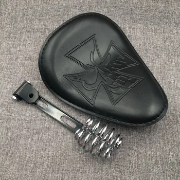 

Motorcycle Black Leather Solo Seat+3" Spring Swivel Bracket for Harley Custom Chopper Bobber Saddle Seat