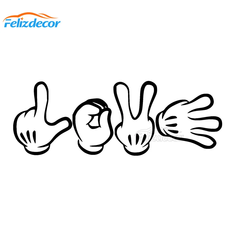 

28*10cm Mickey Hands Love in Sign Language Vinyl Decal Laptop Decal Car Decal Diy Sign making Stickers Cute Hot Selling L767