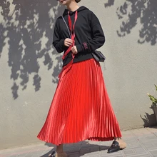 Осень и зима новая супер фея Металл Блестящая Глянцевая плиссированная юбка длинная юбка