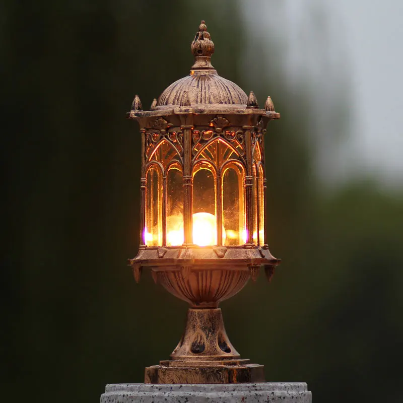 Europe Wall column light outdoor pillar lamp garden step corridor street garden fence post lights retro chapiter lamps