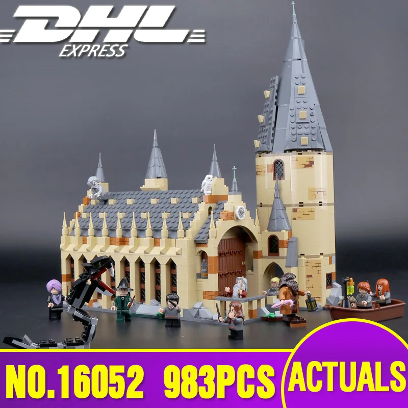 

DHL 16052 16054 Harry Movie Potter The 75954 75953 Hogwarts Great Wall Potter Set Building Blocks House Model Christmas Gifts