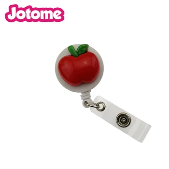 

Cute Red Apple ID Name Card Badge Reel Working Nurse Medical Holder