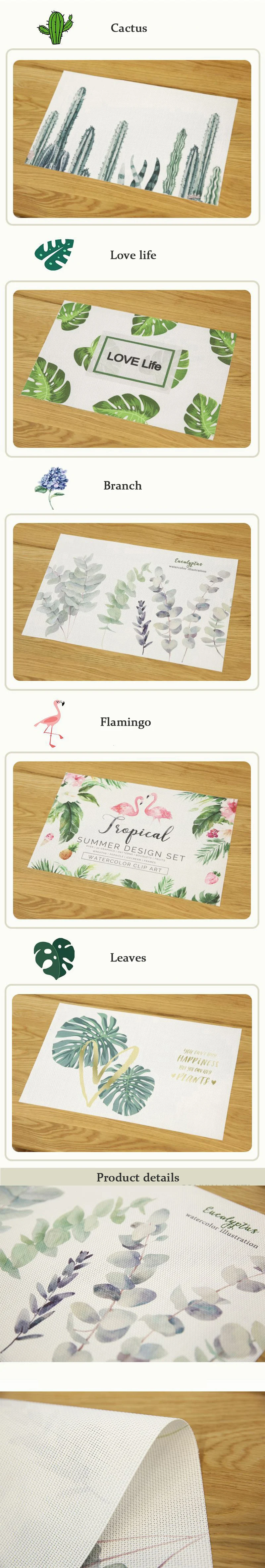 Nordic Plant PVC Table Mat Dinning Table Placemats Napkin Pad Non-Slip Waterproof Heat Resistant Party Table Decoration (13)
